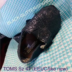 EEUC TOMS (blk/sparkle) worn 1-2X! Size 4t(toddler/preschool)